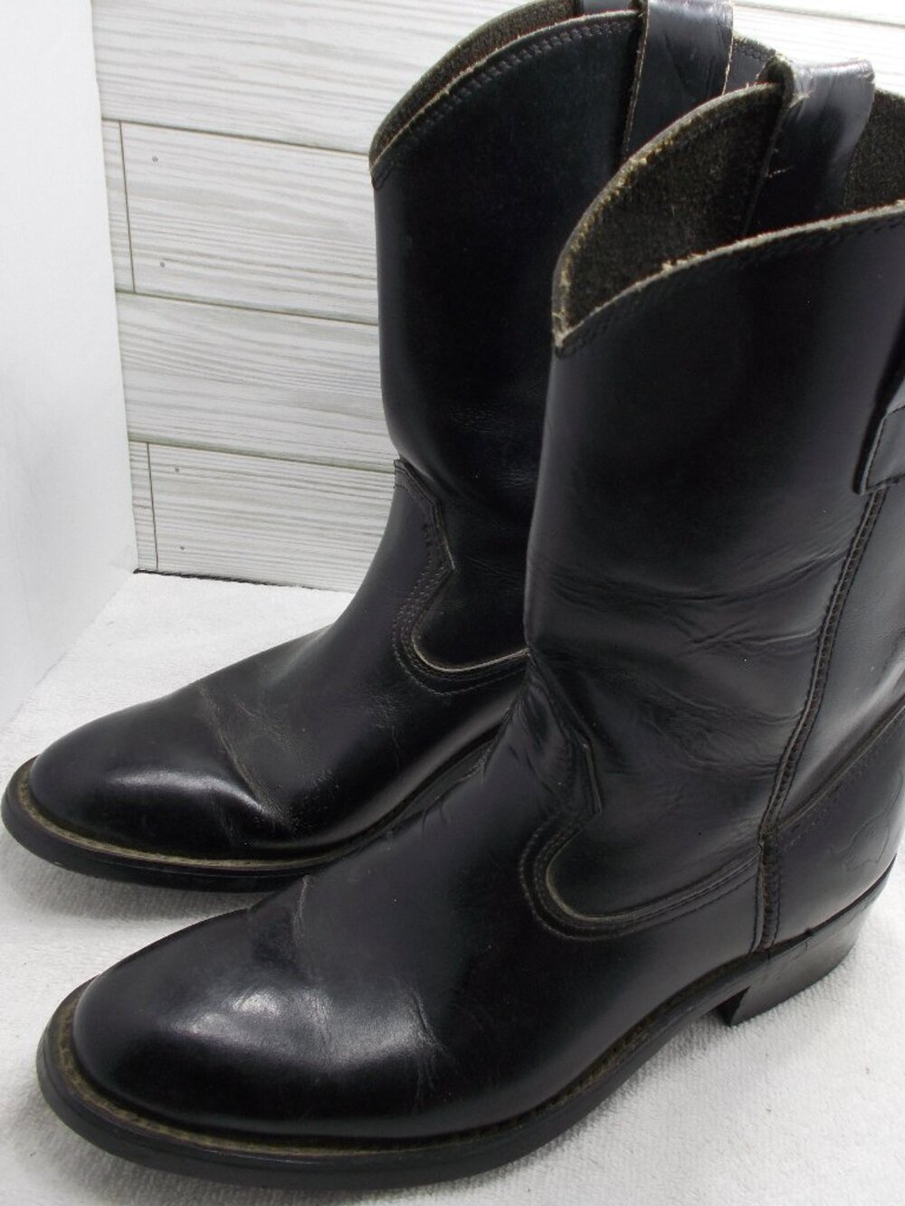 Texas Steer Men’s 8 Leather Western Boots Oil & Chemical Resistant Pull On